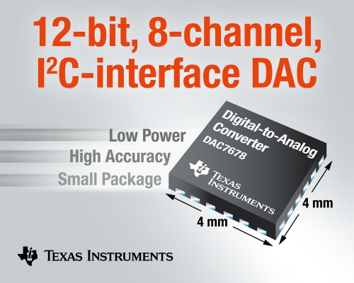 TI, 멀티 채널 고밀도 애플리케이션을 위한 12bit, 8채널, I2C 인터페이스 DAC